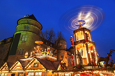 Christmas market at night, Germany, Baden-Wurttemberg, Stuttgart