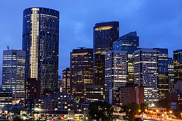 Downtown district at night, Canada, Alberta, Calgary