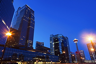 Skyscrapers at night, Canada, Alberta, Calgary