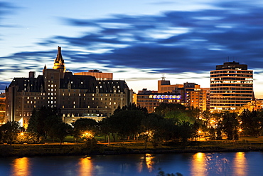 City at night, Canada, Saskatchewan, Saskatoon