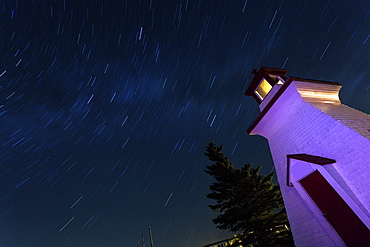 Anderson Hollow Lighthouse and sky shot with long exposure, Canada, New Brunswick, Anderson Hollow Lighthouse