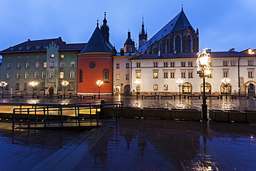 Little Market Square illuminated at night, Poland, Malopolskie, Krakow, Little Market Square