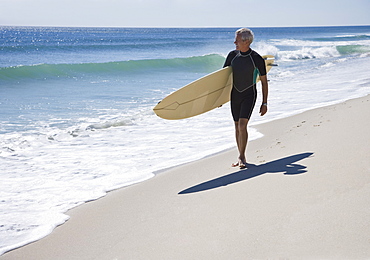 Man carrying surfboard at beach