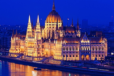 Hungarian Parliament illuminated at night, Hungary, Budapest, Hungarian Parliament