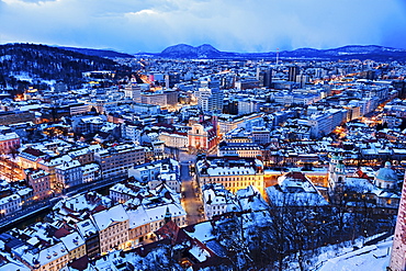 Winter cityscape at dawn, Slovenia, Ljubljana