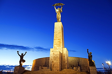 Illuminated Liberty Statue against sky, Hungary, Budapest, Liberty Statue, Gellert Hill