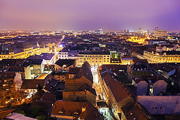 View of illuminated old town, Croatia, Zagreb