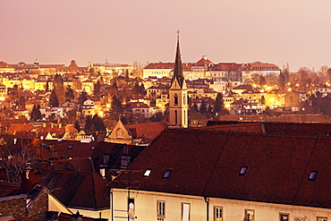 Cityscape with Franciscan Monastery at dawn, Croatia, Zagreb, Franciscan monastery