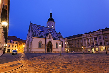 Town square and St. Mark's Church, Croatia, Zagreb, St. Mark's Church,Croatian parliament