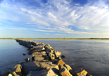 View of groyne, USA, Massachusetts, Cape Cod, Provincetown Harbor