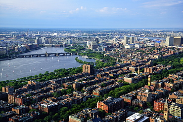 Elevated view over Back Bay, Beacon Hill and Charles River, USA, Massachusetts, Boston