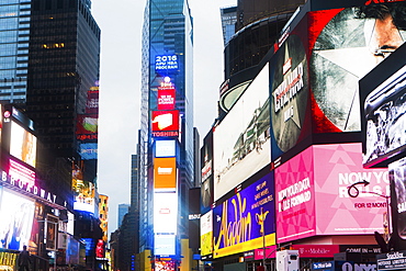 New York City, Times Square, Neon lights and ads of Times Square