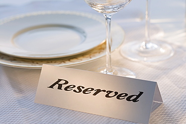 Reserved sign at place setting