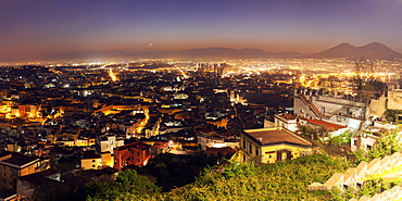 Italy, Campania, Naples, Panorama of city at sunrise