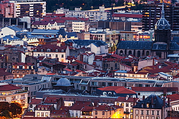 France, Auvergne-Rhone-Alpes, Clermont-Ferrand, Cityscape at dusk