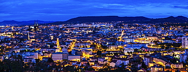 France, Auvergne-Rhone-Alpes, Clermont-Ferrand, Cityscape at dusk