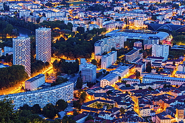 France, Auvergne-Rhone-Alpes, Grenoble, Grenoble panorama at evening