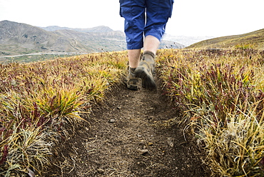 Legs of woman hiking Loveland Pass in Colorado, Loveland Pass, Colorado, USA