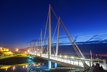 Bridge at night in Dunkirk, France, Dunkirk, Hauts-de-France, France
