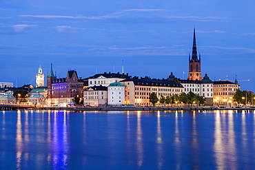 Skyline at sunset in Stockholm, Sweden