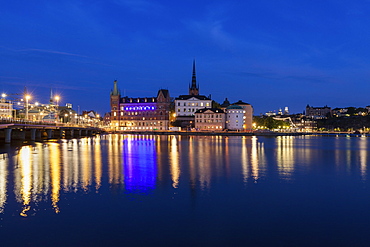 Skyline at sunset in Stockholm, Sweden