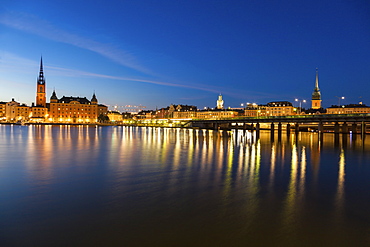 Skyline at sunset in Stockholm, Sweden