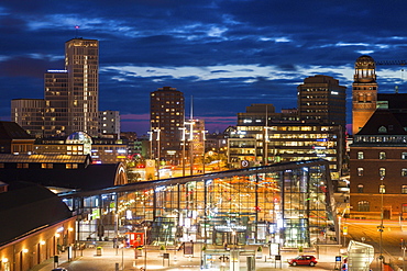 Cityscape at night in Malmo, Sweden