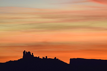 Silhouette of rock formations in Professor Valley in Arches National Park, Utah