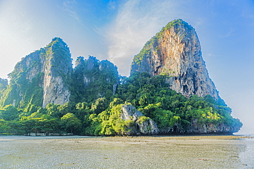 Cliffs by sea in West Railay, Thailand