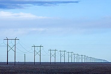 Power lines through fields in Boise, Idaho, USA