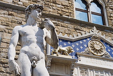 Low angle view of Michelangeloâ€™s David, Italy