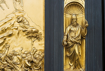 Ornate detail on door, The Gates of Paradise, Florence, Italy