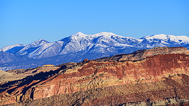 Rock formations and mountain landscape in Capitol Reef National Park, USA