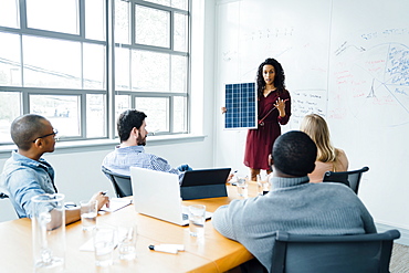 Women using diagram during office presentation