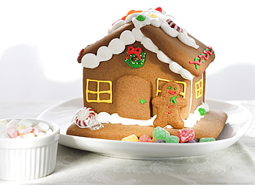 Close up of gingerbread house