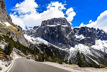 Mountain road in Dolomites, Canazei, South Tyrol, Italy