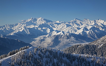 Snow covered mountain range in Piedmont, Italy