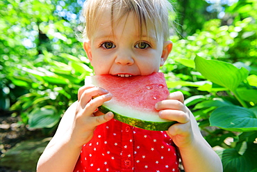 Girl eating watermelon