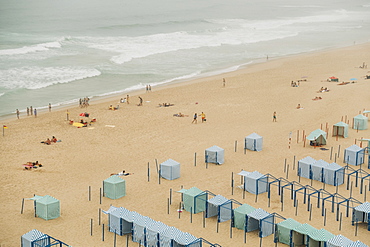 Beach tents in Santa Cruz, Lisbon, Portugal