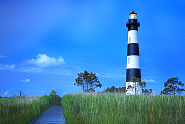 Bodi Island Lighthouse at sunset in North Carolina, USA