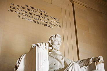 Closeup of statue at Lincoln Memorial Washington DC USA