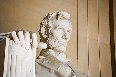 Close up detail of face at Lincoln Memorial Washington DC USA