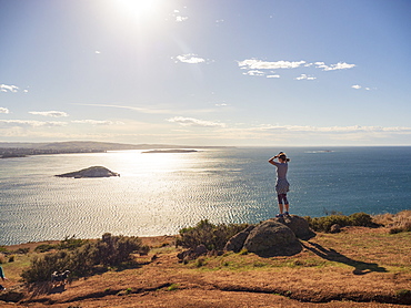 Woman looking at view of Victor Harbor, South Australia, Australia