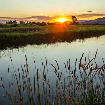 River at sunset in Picabo, Idaho, USA