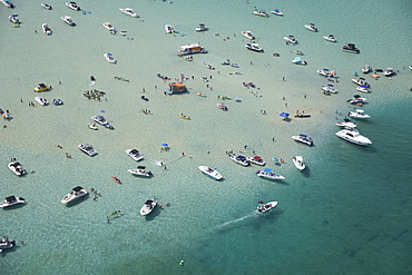 Aerial view of boats in sea in Miami, Florida, United States of America