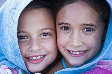 Girls wrapped in towel in Miami, Florida, United States of America