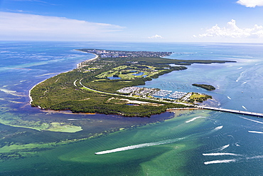 Aerial view of peninsula in Key Biscayne, Florida, United States of America