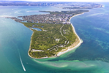 Aerial view of peninsula in Key Biscayne, Florida, United States of America