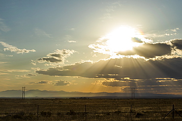 Sunbeams over field in Boise, Idaho, United States of America