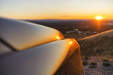 Car hood at Treasure Valley at sunset in Boise, Idaho, United States of America